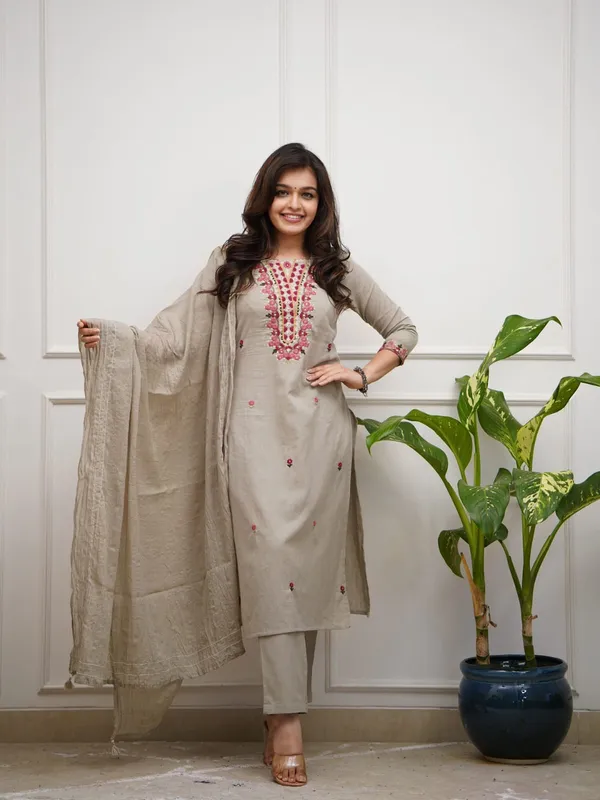 Grey_Pure_Cotton_Straight_Kurta_Set_For_Women
