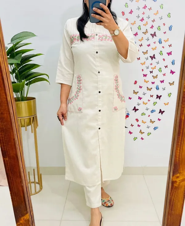 White_Cotton_Straight_Kurta_Pant_Set_For_Women