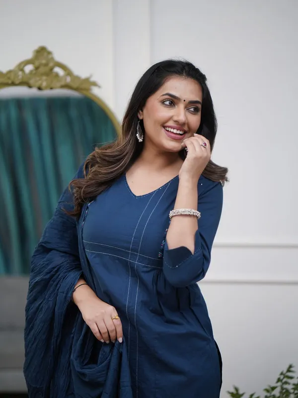 Navy_Cotton_Anarkali_Kurta_Set_For_Women