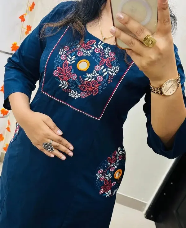 Navy_Cotton_Flex_Straight_Embroidered_Kurta_Set_For_Women