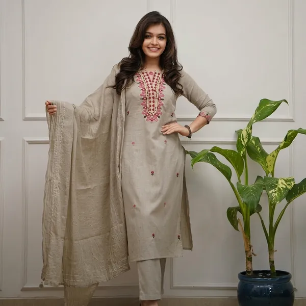 Grey_Pure_Cotton_Straight_Kurta_Set_For_Women