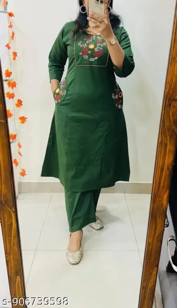 Green_Cotton_Flex_Embroidered_Kurta_Set_For_Women