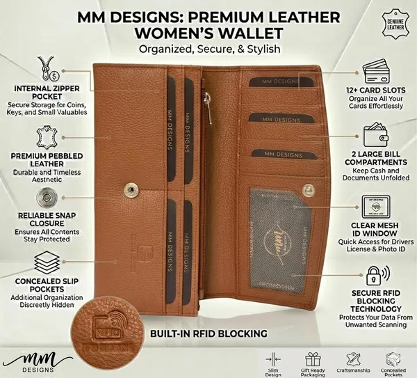 Tan_Leather_Rfid_Purse_Wallet_For_Women