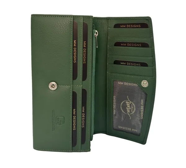 Green_Leather_Rfid_Purse_Wallet_With_Card_Slots