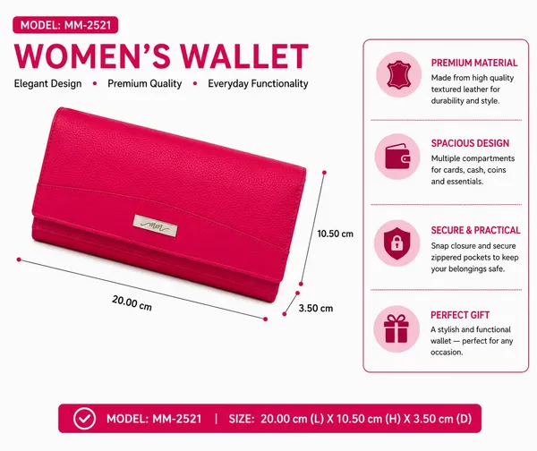 Hot_Pink_Leather_Purse_Wallet_For_Women