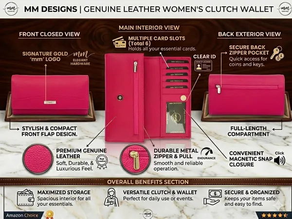 Hot_Pink_Leather_Purse_Wallet_For_Women