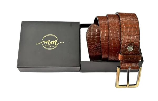 Tan_Leather_Crocodile_Texture_Belt_For_Men