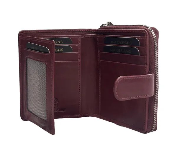 Wine_Red_Leather_Zipper_Wallet_For_Women