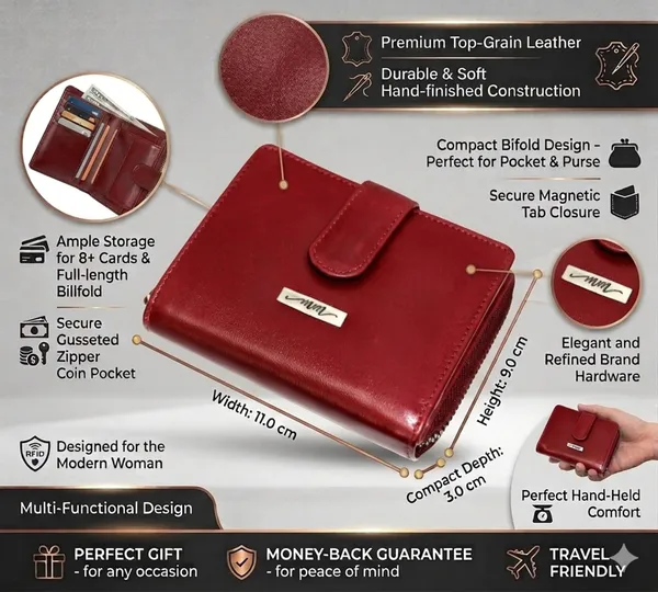 Wine_Red_Leather_Zipper_Wallet_For_Women