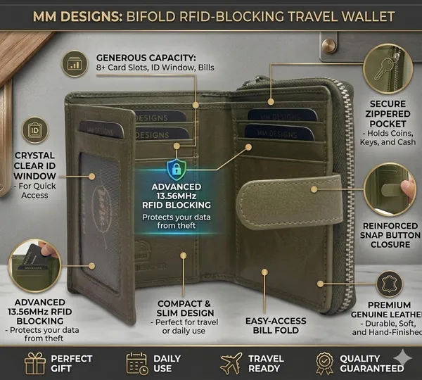 Olive_Green_Leather_Zipper_Wallet_For_Women
