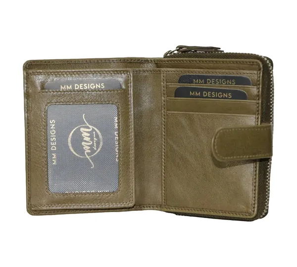 Olive_Green_Leather_Zipper_Wallet_For_Women