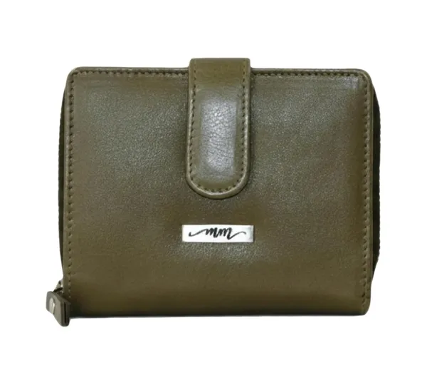 Olive_Green_Leather_Zipper_Wallet_For_Women