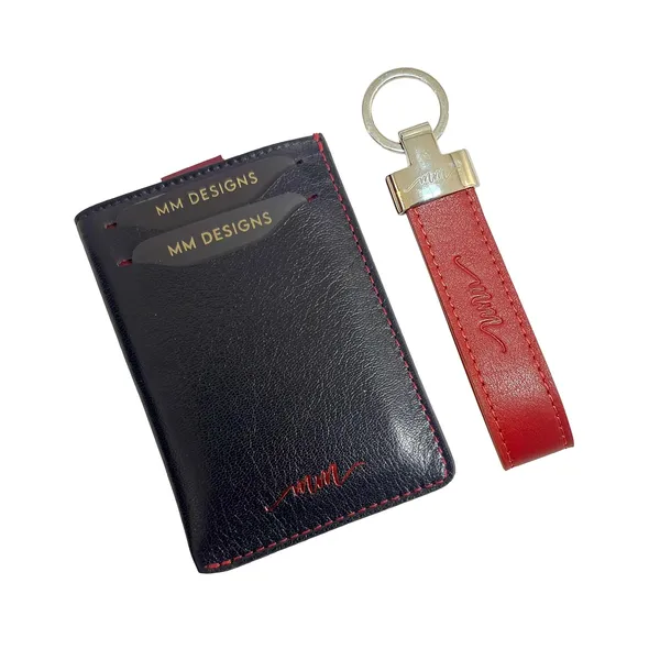 Black_And_Red_Leather_Card_Holder_And_Key_Chain