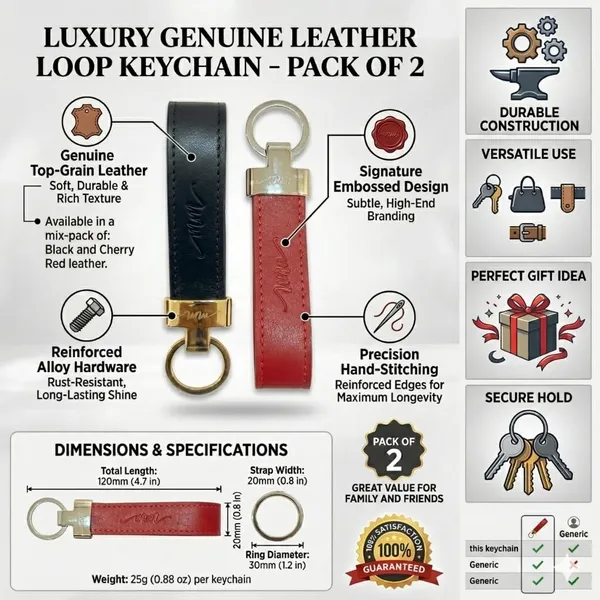 Black_And_Wine_Red_Leather_Key_Chain_Set