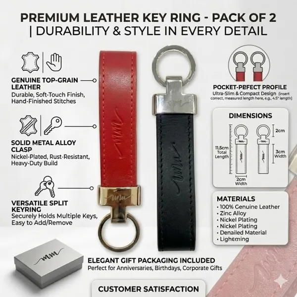 Black_And_Wine_Red_Leather_Key_Chain_Set