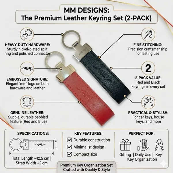 Black_And_Wine_Red_Leather_Key_Chain_Set