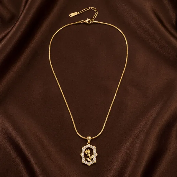 Gold_Plated_Snake_Chain_With_Floral_Heart_Crystal_Pendant