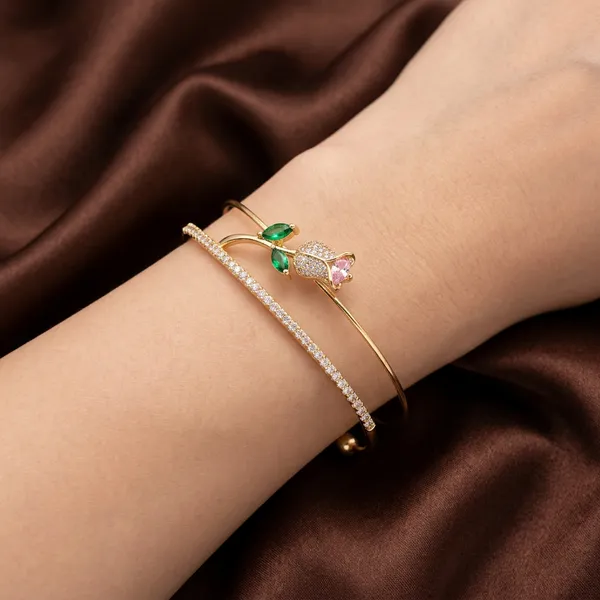 Gold_double_open_cuff_-_Open_cuff_-_Rose_flower_charm+diamond-cut_band
