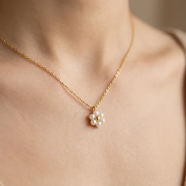 Gold_Cable_Chain_Pearl_Cluster_Flower_Pendant