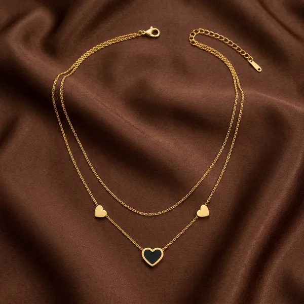 Gold_Double_Layer_Chain_Black_Enamel_Heart