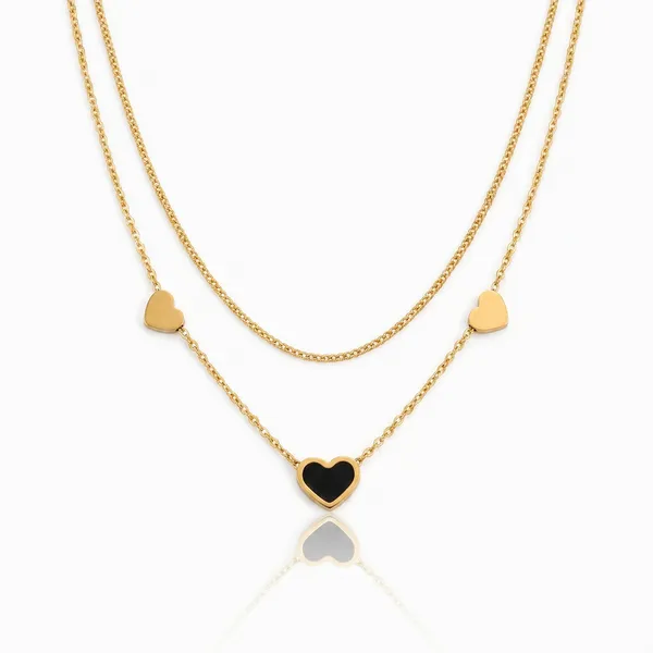 Gold_Double_Layer_Chain_Black_Enamel_Heart
