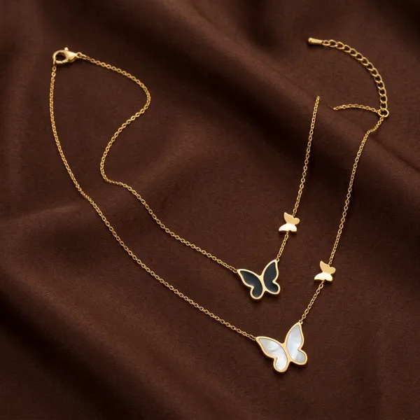 Gold_Double_Layer_Chain_Black_White_Butterfly