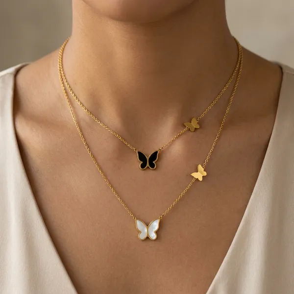 Gold_Double_Layer_Chain_Black_White_Butterfly