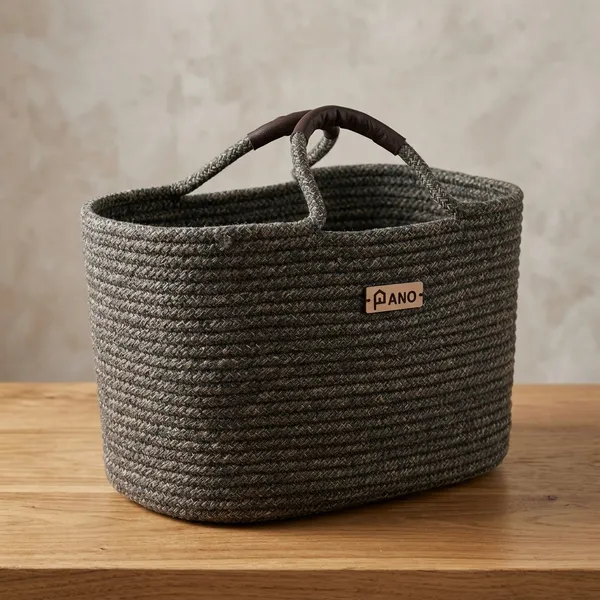 Cotton_Rope_Braided_Grey_Storage_Basket_With_Handles