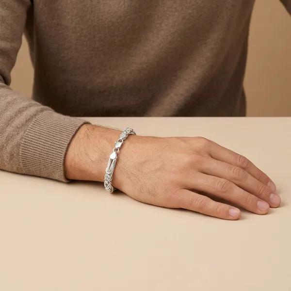Silver_Plated_Metal_Premium_Rope_Chain_Bracelet_For_Men
