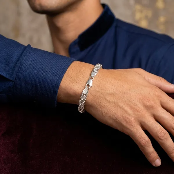 Silver_Plated_Metal_Premium_Rope_Chain_Bracelet_For_Men