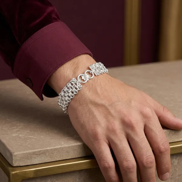 Silver_Plated_Metal_Premium_Chain_Link_Bracelet_For_Men