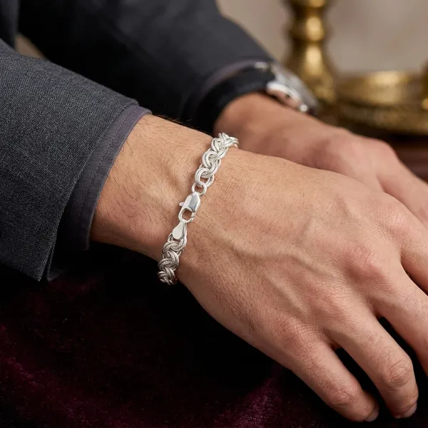 Silver_Plated_Metal_Premium_Rope_Chain_Bracelet_For_Men