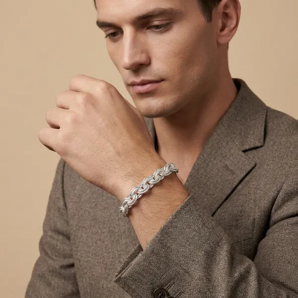 Silver_Plated_Metal_Premium_Rope_Chain_Bracelet_For_Men