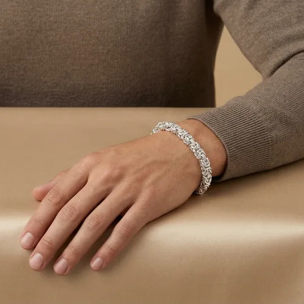 Silver_Plated_Metal_Premium_Byzantine_Chain_Bracelet_For_Men