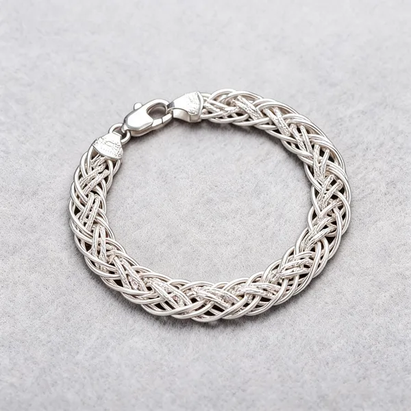 Silver_Plated_Metal_Premium_Braided_Chain_Bracelet_For_Men