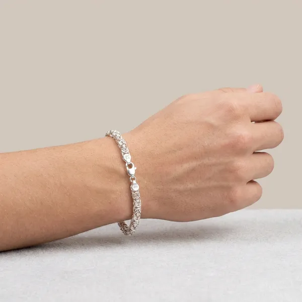 Silver_Plated_Metal_Premium_Byzantine_Chain_Bracelet_For_Men