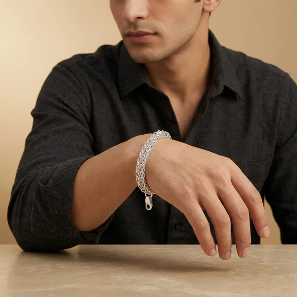 Silver_Plated_Metal_Premium_Bracelet_For_Men