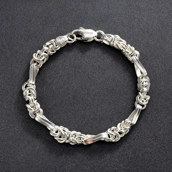 Silver_Plated_Metal_Premium_Byzantine_Chain_Bracelet_For_Men