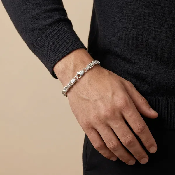 Silver_Plated_Metal_Premium_Byzantine_Chain_Bracelet_For_Men