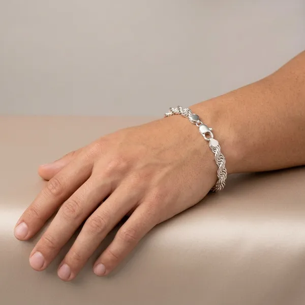 Silver_Plated_Metal_Premium_Rope_Chain_Bracelet_For_Men