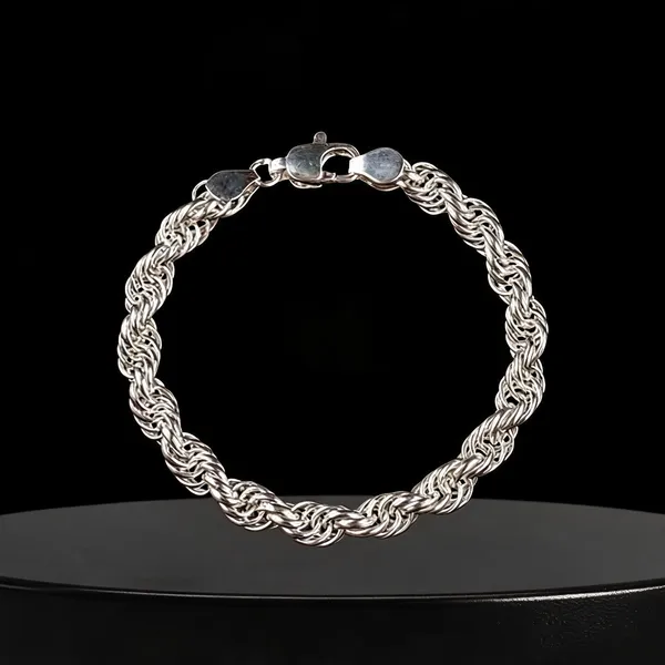 Silver_Plated_Metal_Premium_Rope_Chain_Bracelet_For_Men