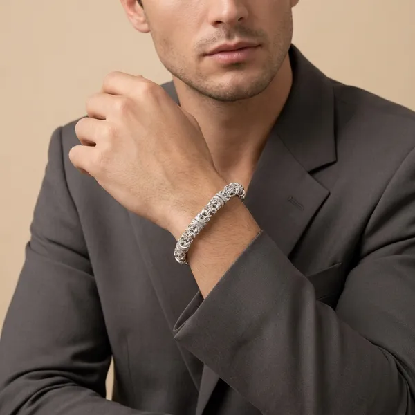 Silver_Plated_Metal_Premium_Byzantine_Chain_Bracelet_For_Men