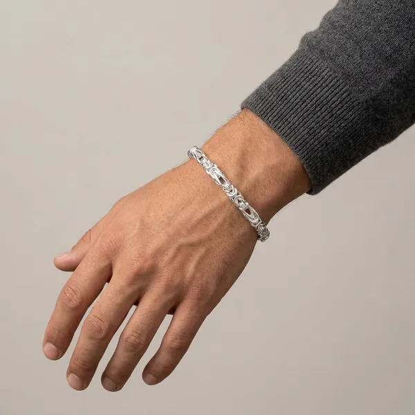 Silver_Plated_Metal_Premium_Byzantine_Chain_Bracelet_For_Men