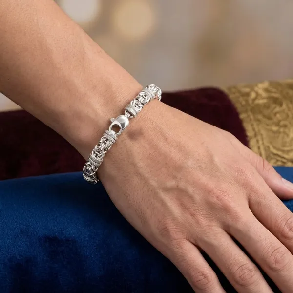 Silver_Plated_Metal_Premium_Byzantine_Chain_Bracelet_For_Men