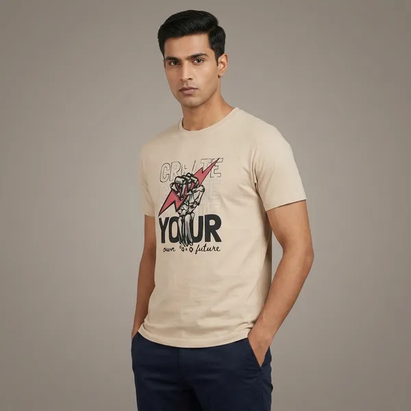 Cream_Premium_Cotton_T-Shirt_For_Men_And_Boys