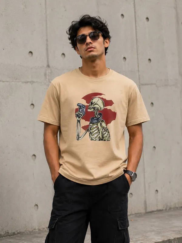 Light_Orange_Premium_Cotton_T-Shirt_For_Men_And_Boys