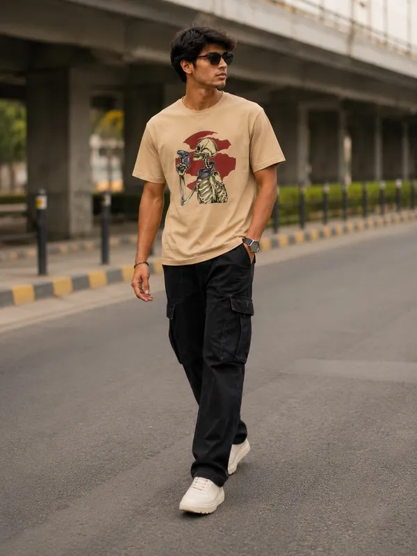 Light_Orange_Premium_Cotton_T-Shirt_For_Men_And_Boys