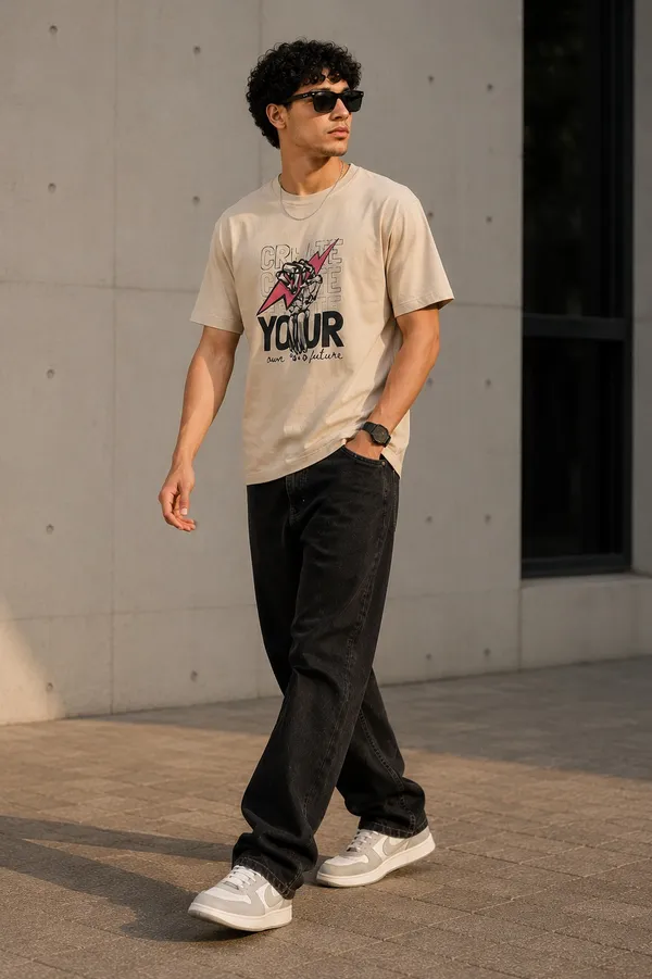 Cream_Premium_Cotton_T-Shirt_For_Men_And_Boys