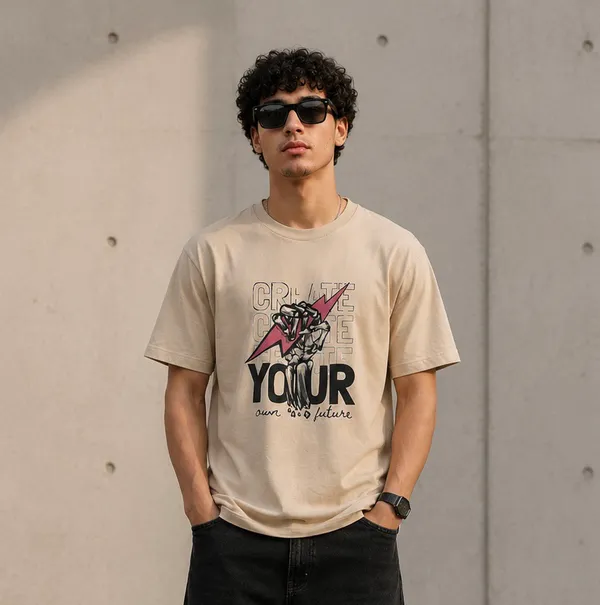 Cream_Premium_Cotton_T-Shirt_For_Men_And_Boys