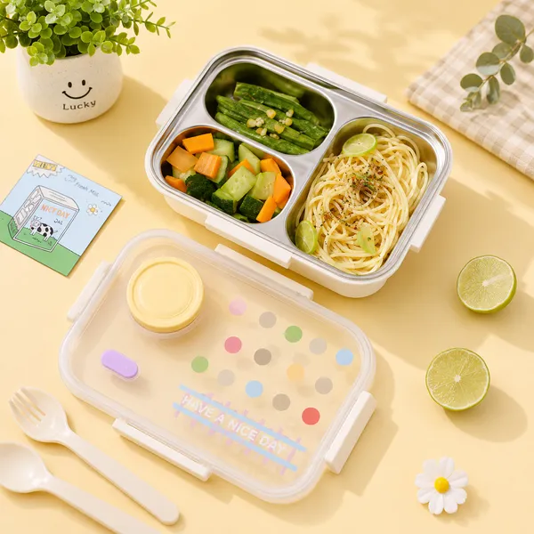 Stainless_Steel_Polka_Dot_3-Compartment_Lunch_Box_With_Transparent_Lid
